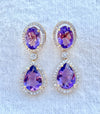Luxurious Heavy Amethyst Earrings with Natural Diamonds in 14K Gold image 0