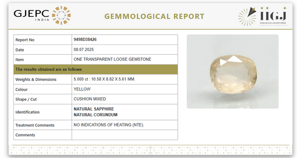 Natural Yellow Sapphire | Cushion Mixed Cut | Transparent | Govt. Lab Certified | Unheated 9498D38426 image 1