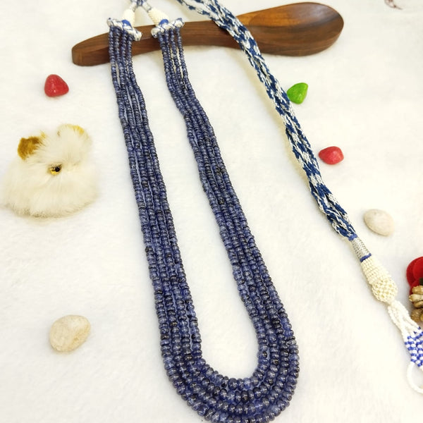 Natural blue sapphire four line beaded necklace – Tushar Gems