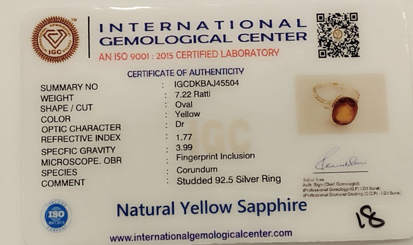 Natural Yellow Sapphire Silver Ring | Certified Pukhraj Gemstone Ring for Astrology | 925 Silver Adjustable Ring for Men & Women| 50% Off image 2