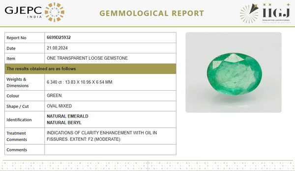 Natural Emerald 7.05 Ratti | Oval Mixed Cut | Govt. Lab Certified image 1