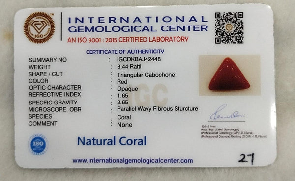 IGC certificate of authenticity - IGCDKBAJ42448