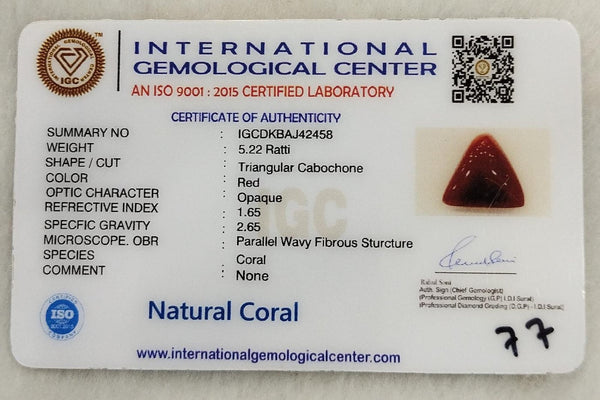 IGC certificate of authenticity - IGCDKBAJ42458