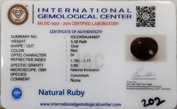 Natural Ruby | Oval Cut | IGC Certified No.: IGCDKBAJ44837 image 2