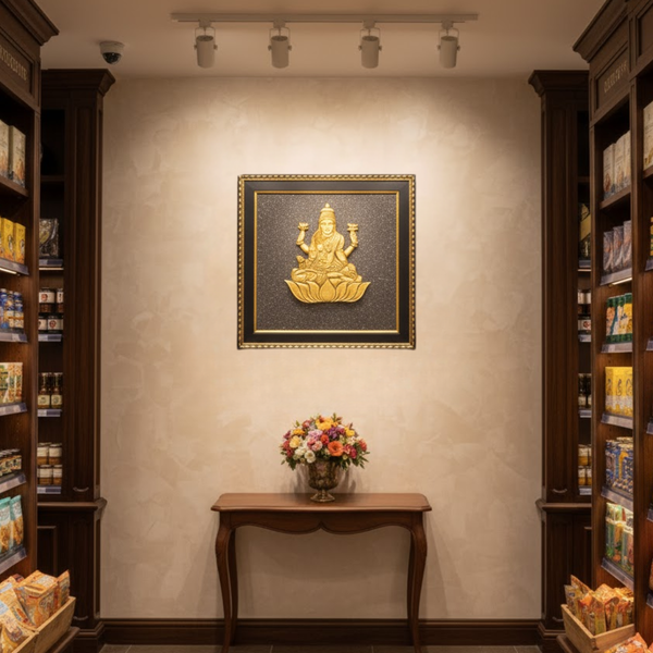 Maa Laxmi Ji on Raw Pyrite Frame