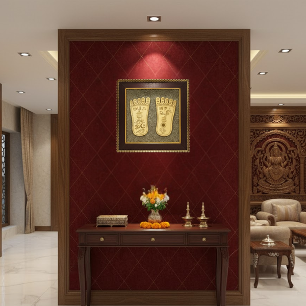 Natural Pyrite Frame- Laxmi Charan Paduka