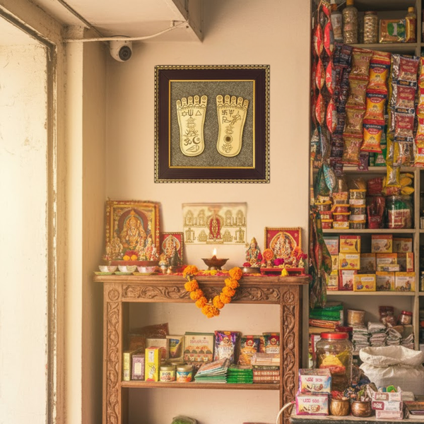 Natural Pyrite Frame- Laxmi Charan Paduka