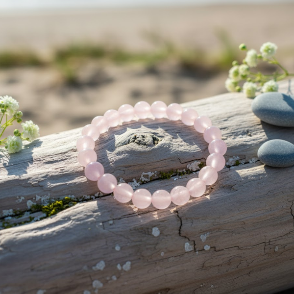 Pink Premium Rose Quartz Open The Heart Chakra Bracelet For Men & Women