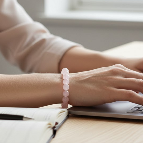Pink Premium Rose Quartz Open The Heart Chakra Bracelet For Men & Women