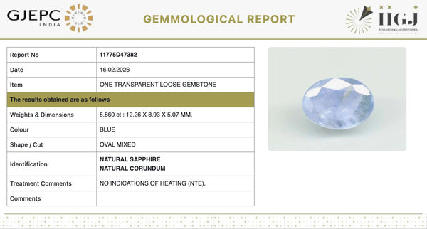 Natural Blue Sapphire |08.50| Oval Mixed | Govt. Lab Certified | 11775D47382