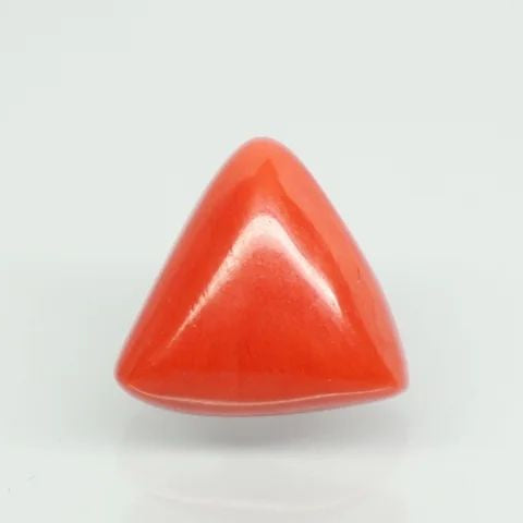 Natural Italian Red Coral (Moonga) triangular cabochon, report no. 11737D47200