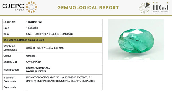 Natural Emerald |28K00| Govt. Lab Certified | OVAL MIXED | Report No- 12634D51782