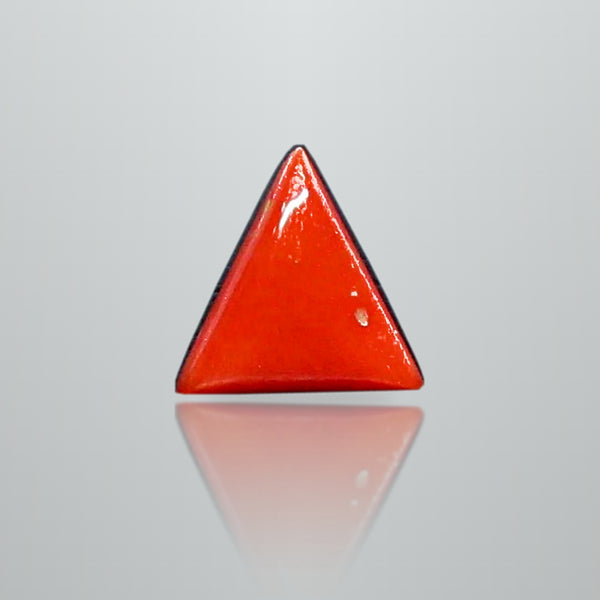 Natural Italian Red Coral (Moonga) triangular cabochon, report no. 12939D53320