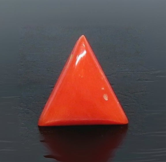 Natural Red Italian Coral |6H50| Triangular Cabochon | Govt. Lab Certified | Report No. 12939D53320