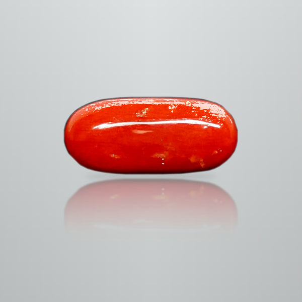 Natural Italian Red Coral (Moonga) oval cabochon, report no. 12993D53475