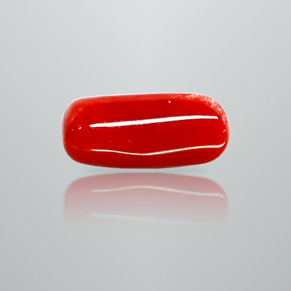 Natural Italian Red Coral (Moonga) oval cabochon, report no. 12992D53462