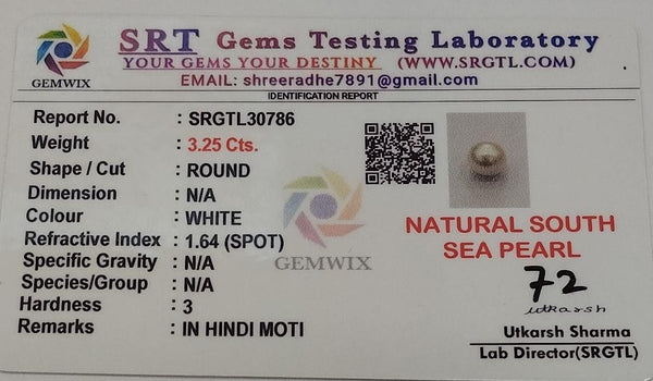Natural South Sea Pearl |3H00| A Symbol of Elegance & Purity Summary No SRGTL30786