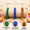 Dhan Lakshmi Special - Green Onyx, Blue Quartz Evil Eye, 5 Mukhi Rudraksha - Tushar Gems