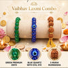 Dhan Lakshmi Special - Green Onyx, Blue Quartz Evil Eye, 5 Mukhi Rudraksha - Tushar Gems