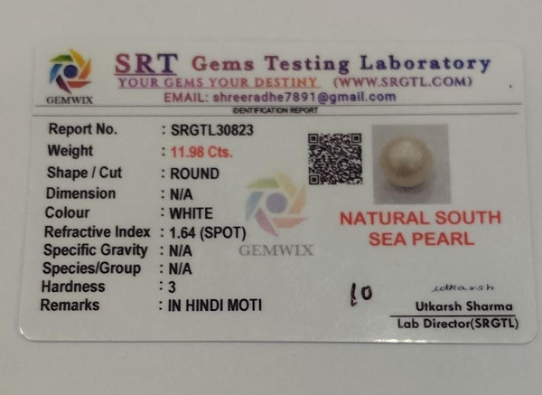 Natural South Sea Pearl |3H00| A Symbol of Elegance & Purity Summary No SRGTL30823