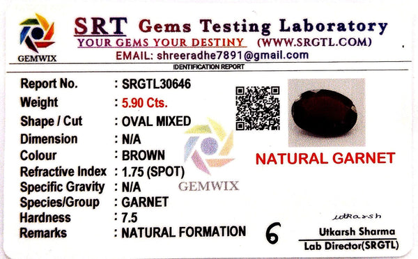 Natural Garnet Oval Mix SRT Certified No : SRGTL30646 image 2