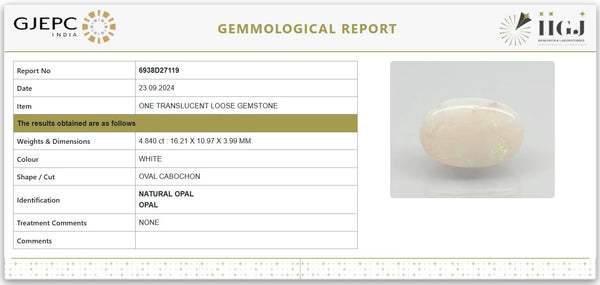 Natural Fire Opal 5.37 Ratti | Govt. Lab Certified | Translucent | Oval Cabochon | UntreatedNo. 6938D27119 image 1