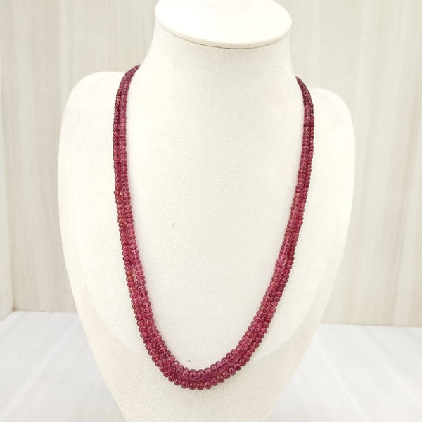 Natural ruby two line bead necklace, red beads – Tushar Gems