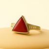 Natural Coral Ring | Triangle Cut Red Coral | Certified Gemstone in Sterling Silver image 0