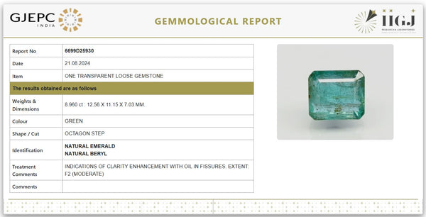 Natural Emerald 9.96 Ratti | Octagon Step Cut | Govt. Lab Certified 6699D25930 image 1