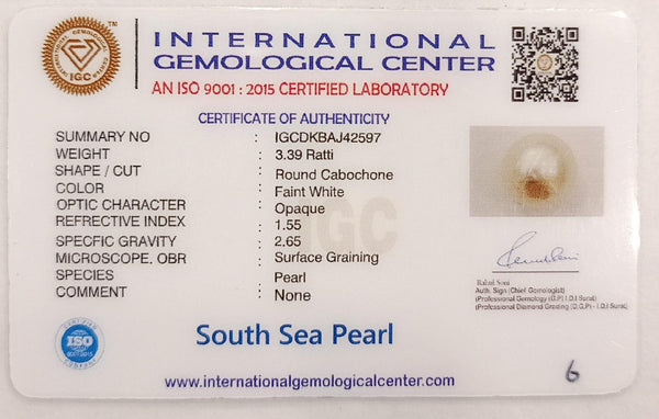 Natural South Sea Pearl – A Symbol of Elegance & Purity Summary No IGCDKBAJ42597 image 2