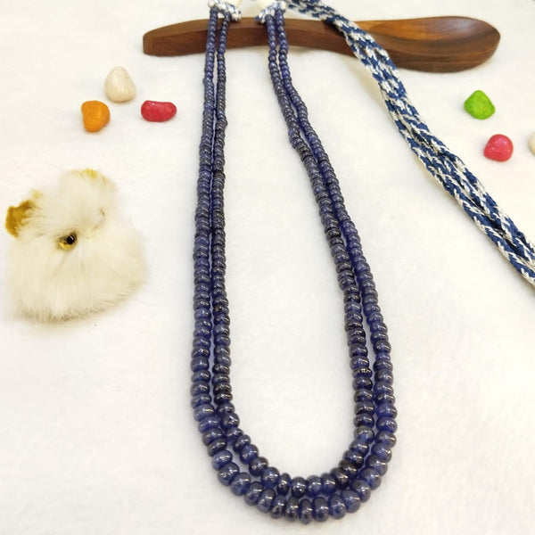 Natural blue sapphire two line bead necklace – Tushar Gems