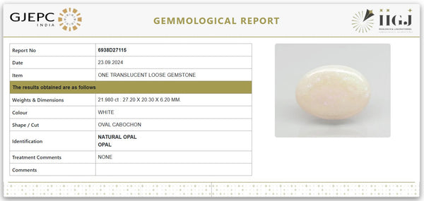 Natural Fire Opal 24.39 Ratti | Govt. Lab Certified | Translucent Oval Cabochon No.: 6938D27115 image 1