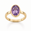 Natural Amethyst (Jamunia) ring with oval faceted stone in gold finish bezel setting – Tushar Gems