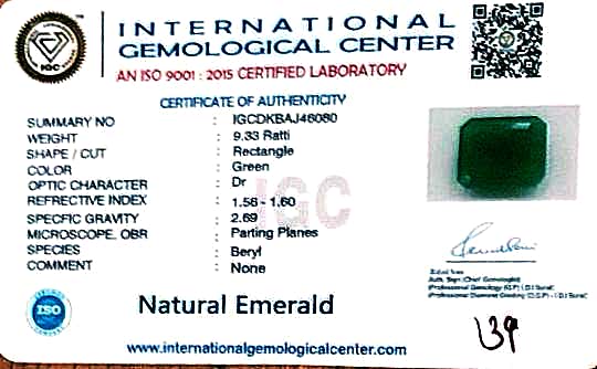 Natural Emerald | Rectangle Cut | Govt. Lab Certified No. IGCDKBAJ46080 image 2