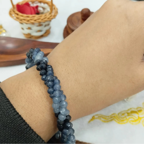 Blue semi-shaded sapphire bead bracelet – Tushar Gems