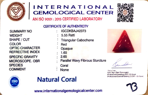Natural Italian Red Coral | Certified Triangular Cabochon Moonga | Untreated Gemstone IGCDKBAJ42373 image 1