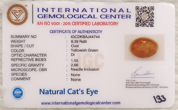 Natural Cat’s Eye: The Stone of Ketu for Protection and Spiritual Growth Summary No IGCDKBAJ44744 image 2