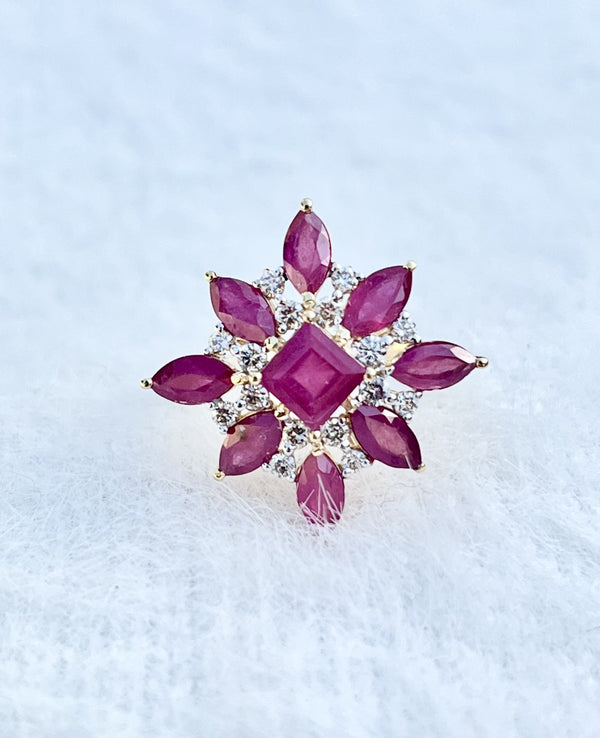 Elegant Natural Ruby with Diamonds in 14K Gold Ring image 0