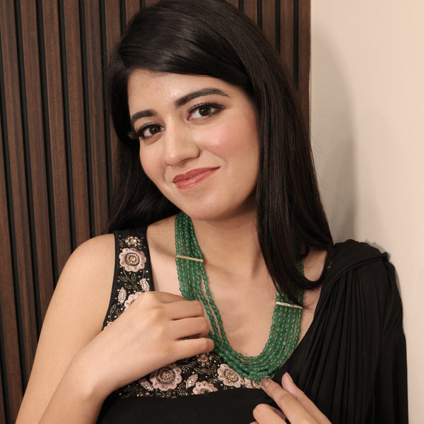 Emerald Beaded Six-Line Necklace: A Masterpiece of Grandeur and Sophistication-NK039 image 0