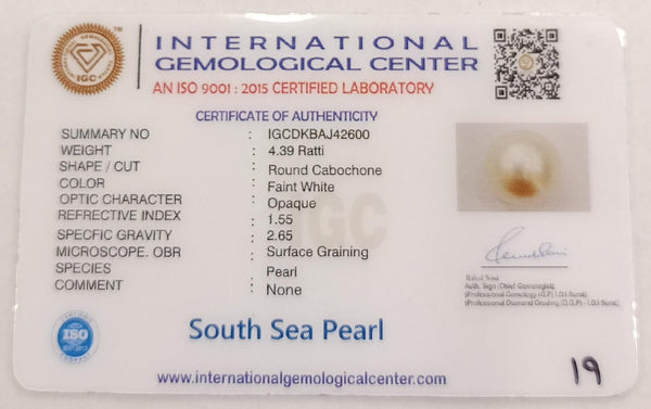 Natural South Sea Pearl – A Symbol of Elegance & Purity Summary No IGCDKBAJ42600 image 2