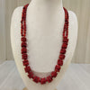 Natural coral double line oval mix bead necklace (017) – Tushar Gems