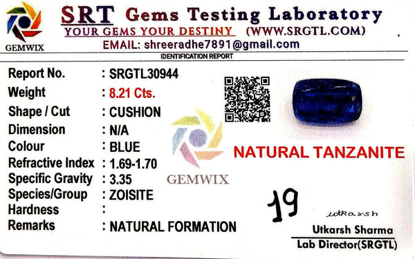 Natural Tanzanite | Cushion | SRT Certified No : SRGTL30944 image 2