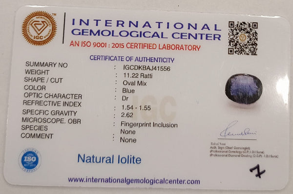 Natural Iolite| Govt. Lab Certified | OvalMix |Blue withCertificate No.: IGCDKBAJ41556 image 2