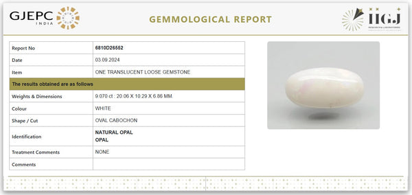 Natural Fire Opal 10.06 Ratti | Govt. Lab Certified | Untreated Oval Cabochon GemstoneNo.: 6810D26552 image 1