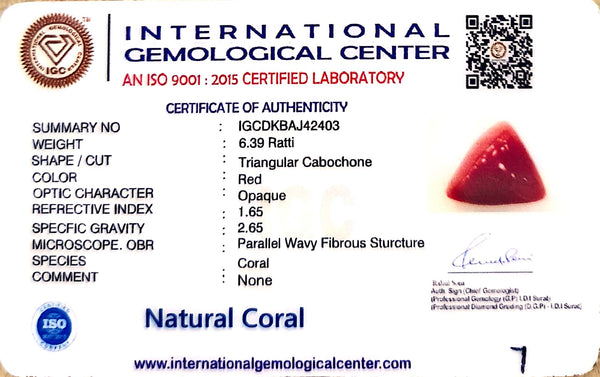 Natural Italian Red Coral | Certified Triangular Cabochon Moonga | Untreated Gemstone IGCDKBAJ42403 image 1