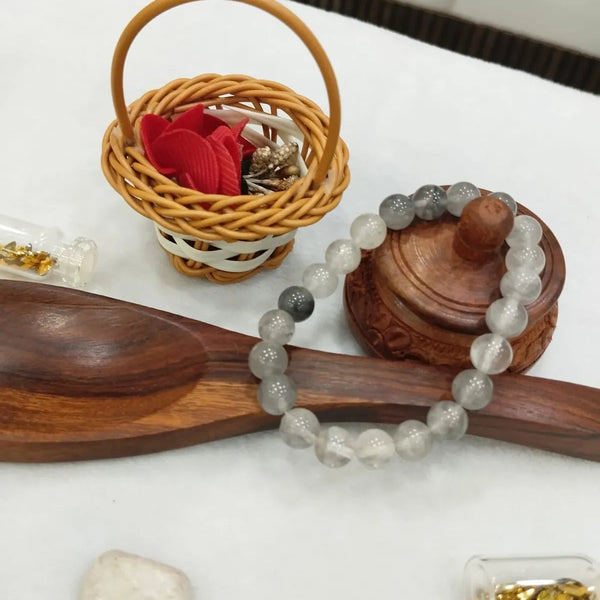 White & Black Premium Quartz Cats Eye Stress Reduction Bracelet For Men & Women image 1