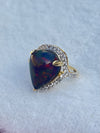 Elegant Natural Black Opal in Pear Shape with Diamonds in 14K Gold Ring image 2