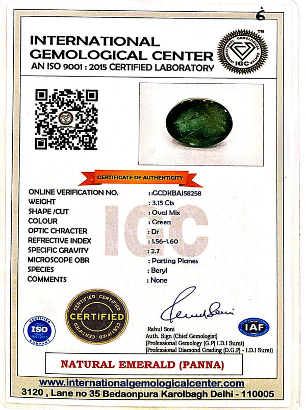 Natural Emerald | Oval Mix | Lab Certified No. IGCDKBAJ58258 image 2