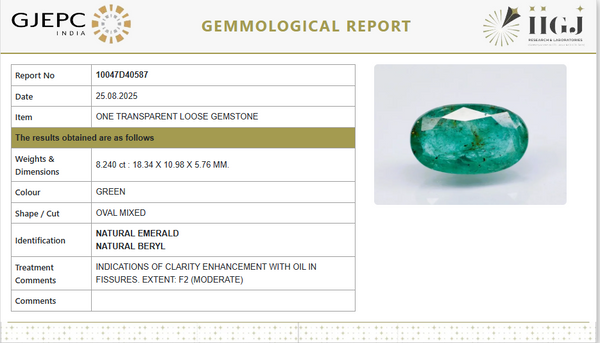 Natural Emerald | Govt. Lab Certified | Oval Mixed Cut | Green 10047D40587 image 1