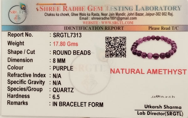 Purple Premium Amethyst Spiritual Awareness Bracelet For Men & Women image 3